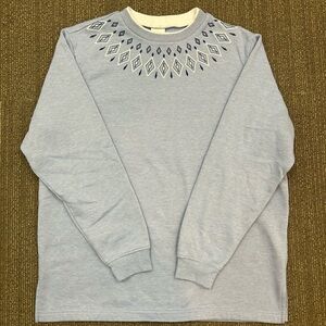Vintage Blair Sweater Light Blue Geometric Embroidered Crewneck Women L